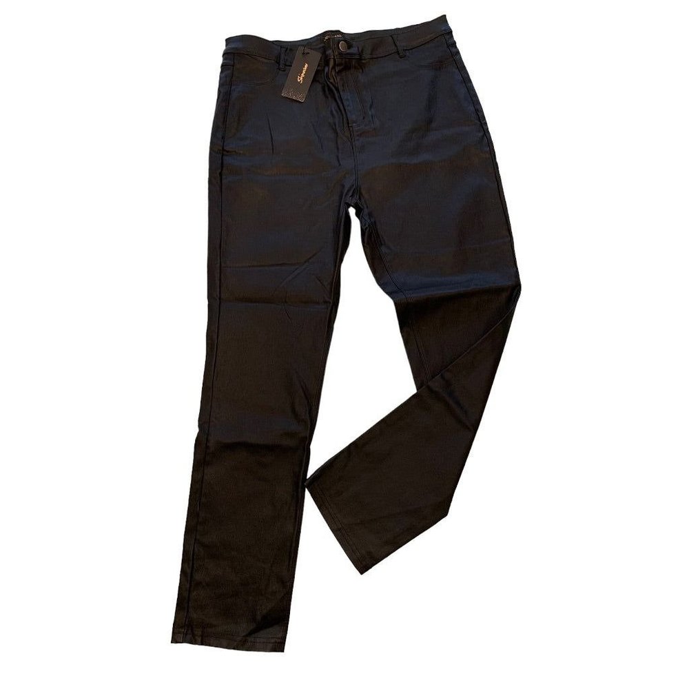 3X Shinestar Junior Women's Black Coated Stretch Jegging New